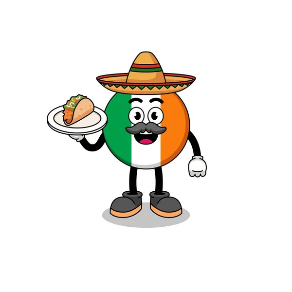 Desenho Animado Caráter Bandeira Irlandesa Como Chef Mexicano Design Personagem — Vetor de Stock