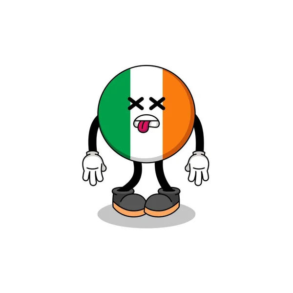 Ilustración Mascota Bandera Irlanda Está Muerta Diseño Personajes — Vector de stock