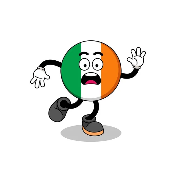 Slipping Ireland Flag Mascot Illustration Character Design — Stock Vector