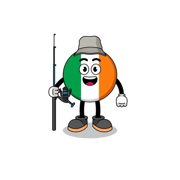 Maskottchen Illustration Der Irischen Flagge Fischer Charakter Design — Stockvektor