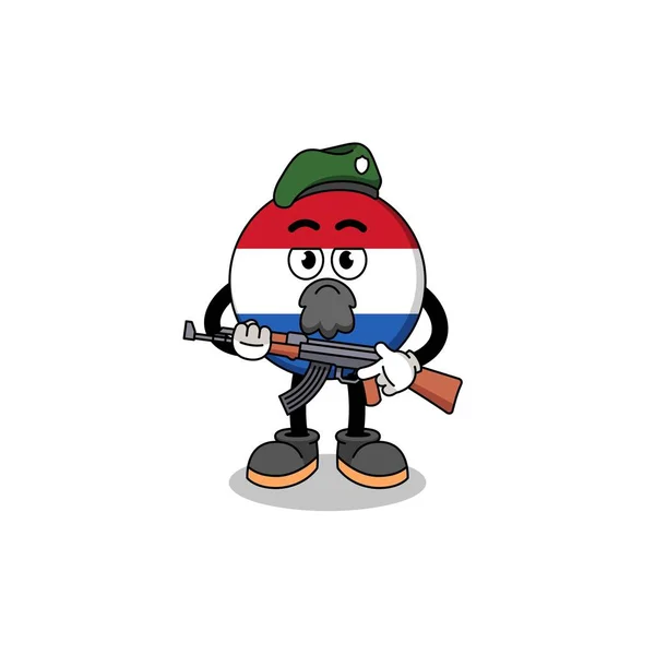 Personaje Dibujos Animados Bandera Los Países Bajos Como Una Fuerza — Vector de stock