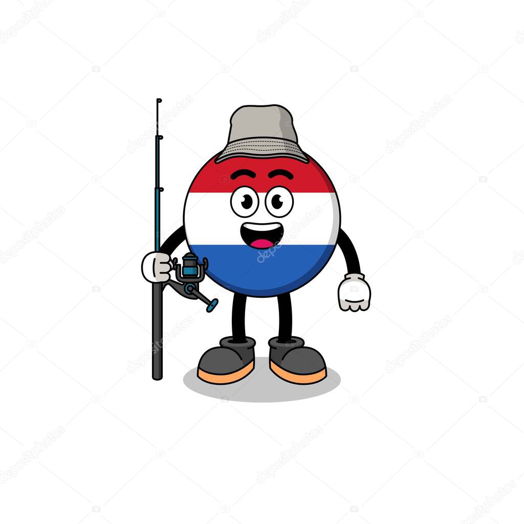 Mascot Illustration of netherlands flag fisherman , character design