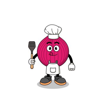 Soğan kırmızısı şef maskotu, karakter tasarımı