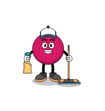 Soğan kırmızısının karakter maskotu temizleme servisi olarak, karakter tasarımı