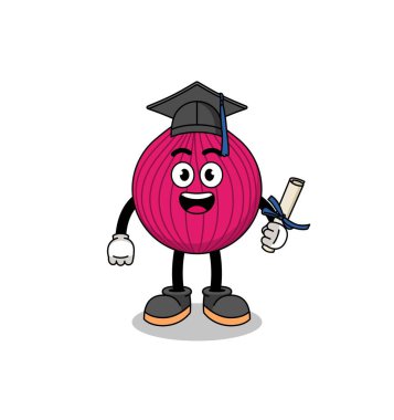 Mezuniyet pozlu soğan kırmızısı maskot, karakter tasarımı