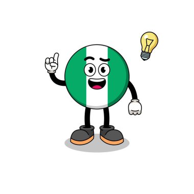 Nijerya bayrak karikatürü Bir fikir pozu, karakter tasarımı