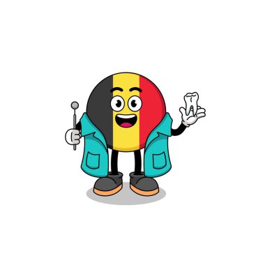 Belçika bayrak maskotunun dişçi olarak tasviri