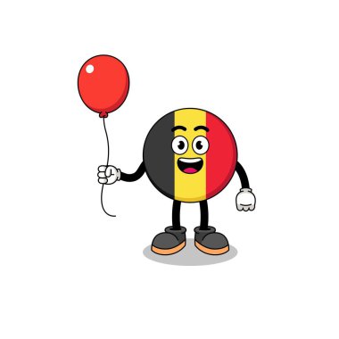 Balon tutan Belçika bayrağı karikatürü