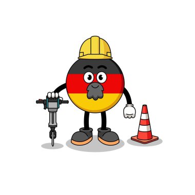 Yol yapımı ve karakter tasarımı üzerine çalışan Alman bayrağının karikatürü