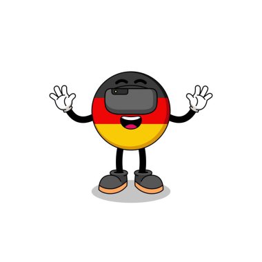 VR kulaklıklı Almanya bayrağı tasviri, karakter tasarımı