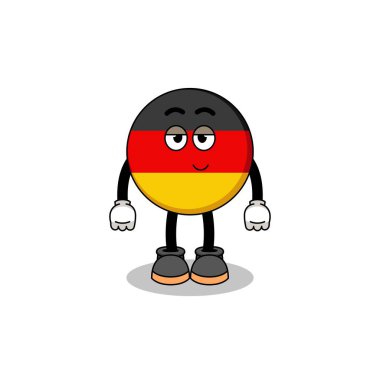 Utangaç duruşu olan Alman bayrak çizgi film çifti, karakter tasarımı