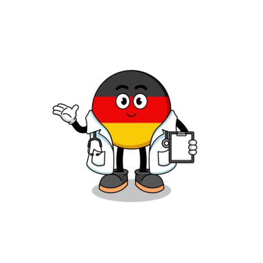 Alman bayrak doktorunun çizgi film maskotu, karakter tasarımı