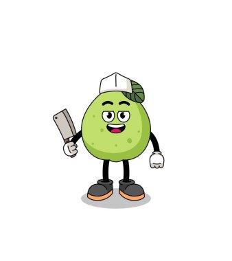 Kasap olarak guava maskotu, karakter tasarımı