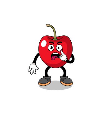 Dili dışarı çıkmış kiraz çizimi, karakter tasarımı