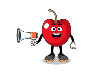kiraz karikatür çizimi megafon, karakter tasarımı