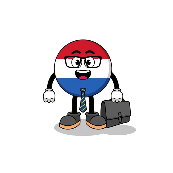 Netherlands Bandeira Mascote Como Homem Negócios Design Caráter — Vetor de Stock