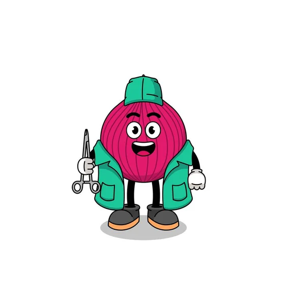 Illustration Onion Red Mascot Surgeon Character Design — Stock Vector