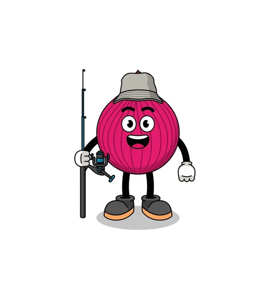 Mascot Illustration Onion Red Fisherman Character Design — Stock Vector