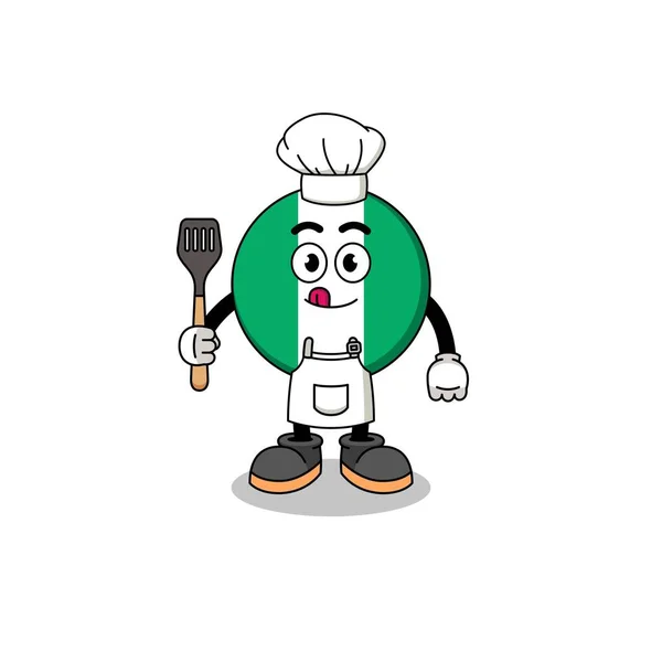 Mascotte Illustration Chef Drapeau Nigeria Character Design — Image vectorielle