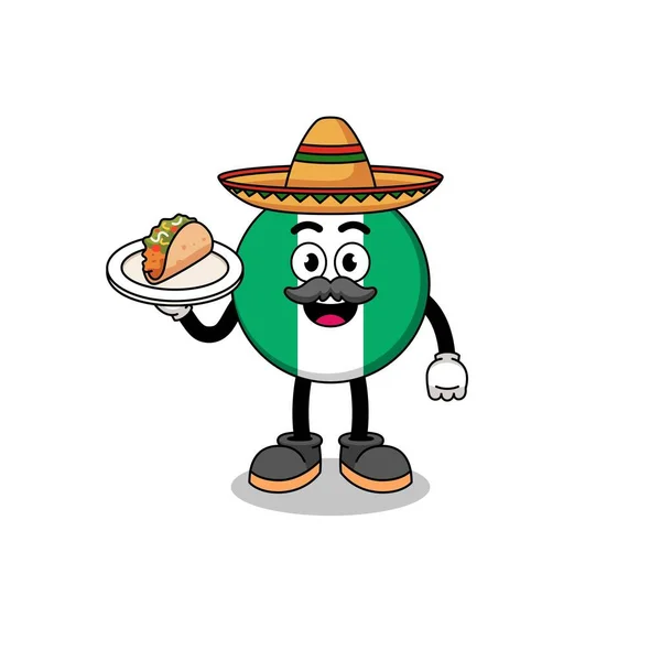 Desenhos Animados Personagens Bandeira Nigeriana Como Chef Mexicano Design Personagens — Vetor de Stock