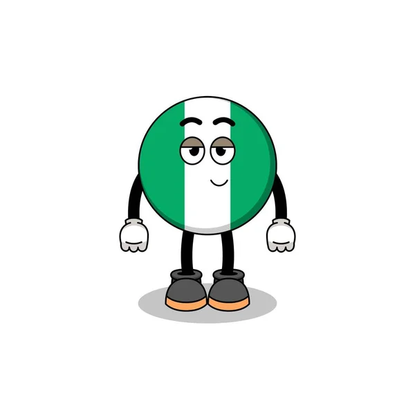 Nigeria Flag Cartoon Couple Shy Pose Character Design — Stock Vector