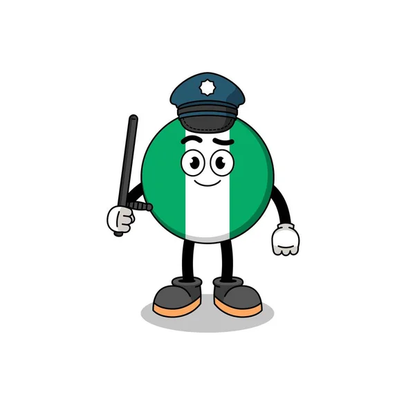 Cartoon Illustration Nigeria Flag Police Character Design — 스톡 벡터