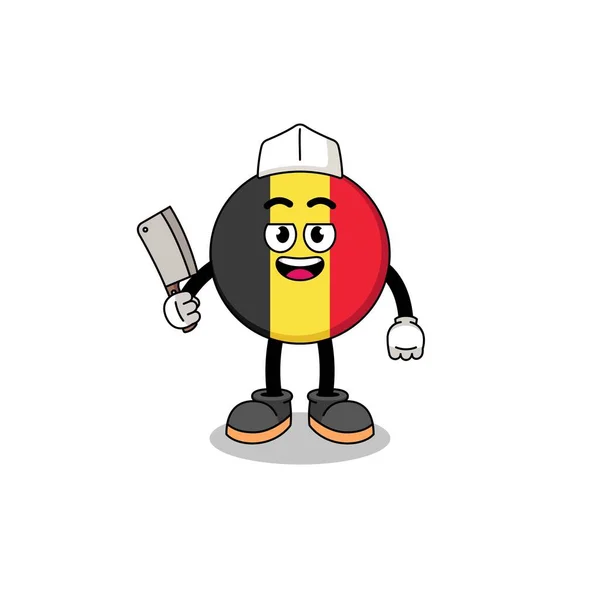 Mascota Bandera Belga Como Carnicero — Archivo Imágenes Vectoriales