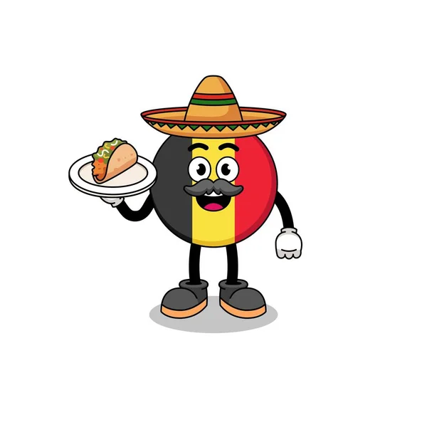Karikatur Einer Belgischen Flagge Als Mexikanischer Koch — Stockvektor