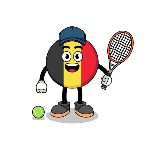 Belgium Flag Illustration Tennis Player — Stock Vector