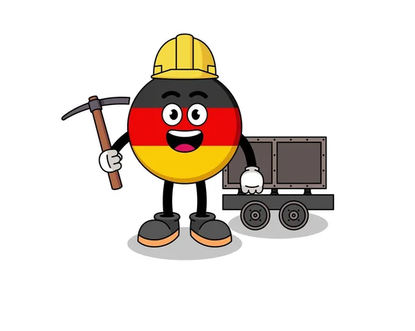 Mascota Ilustración Bandera Alemania Minero Diseño Caracteres — Archivo Imágenes Vectoriales