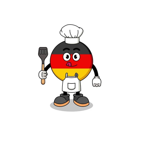 Mascota Ilustración Germany Flag Chef Diseño Personajes — Archivo Imágenes Vectoriales