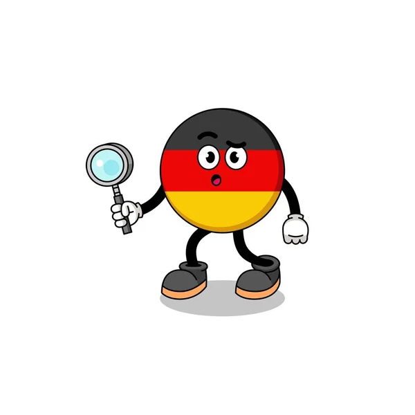 Mascota Búsqueda Bandera Alemania Diseño Caracteres — Vector de stock