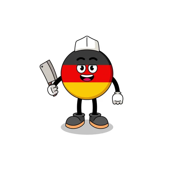 Mascota Bandera Alemania Como Carnicero Diseño Personajes — Archivo Imágenes Vectoriales