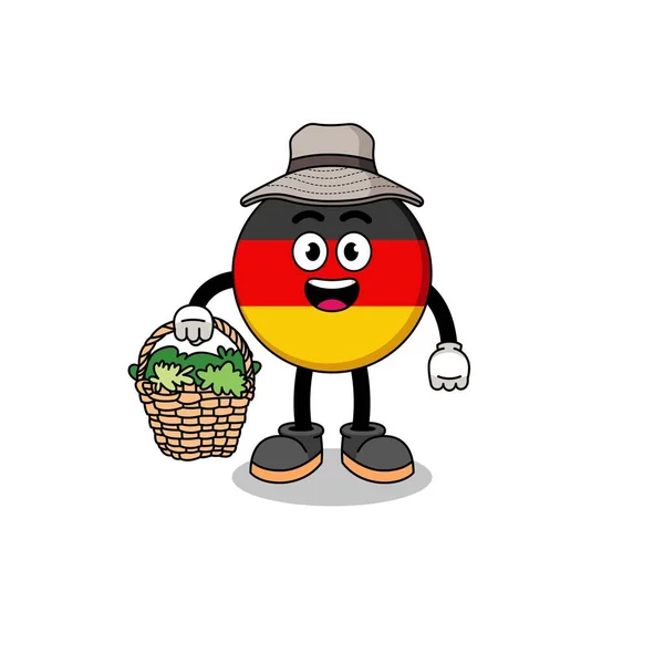 Personaje Ilustración Bandera Alemania Como Herbolario Diseño Personajes — Archivo Imágenes Vectoriales