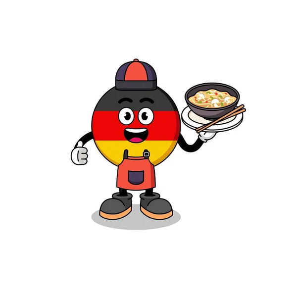 Ilustración Bandera Alemania Como Chef Asiático Diseño Personajes — Archivo Imágenes Vectoriales