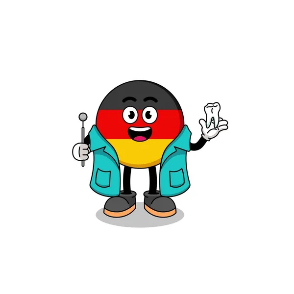 Ilustración Mascota Bandera Alemania Como Dentista Diseño Personajes — Archivo Imágenes Vectoriales