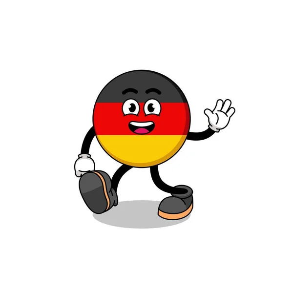 Deutschland Flagge Cartoon Walking Charakterdesign — Stockvektor