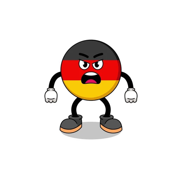 Deutsche Fahne Cartoon Illustration Mit Wütendem Ausdruck Charakterdesign — Stockvektor