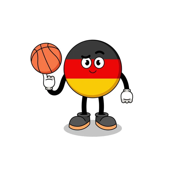 Deutschland Flaggenabbildung Als Basketballspieler Charakterdesign — Stockvektor