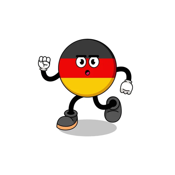 Correr Bandera Alemania Mascota Ilustración Diseño Caracteres — Vector de stock