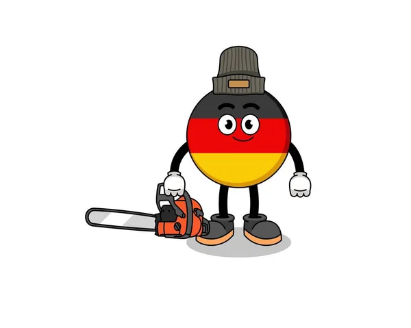 Germania Bandiera Illustrazione Cartone Animato Come Boscaiolo Character Design — Vettoriale Stock