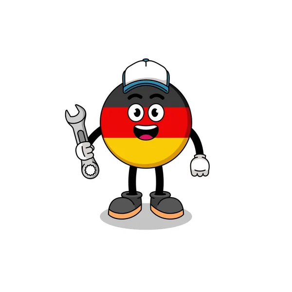 Německá Vlajka Ilustrace Karikatura Jako Mechanik Charakter Design — Stockový vektor