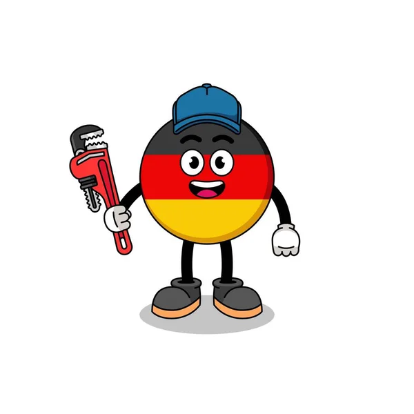 Illustration Drapeau Allemand Dessin Animé Tant Que Plombier Character Design — Image vectorielle