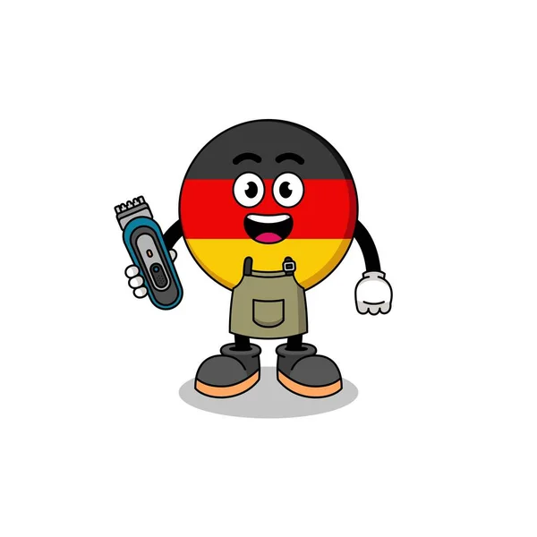Dibujos Animados Ilustración Bandera Alemania Como Peluquero Diseño Personajes — Vector de stock