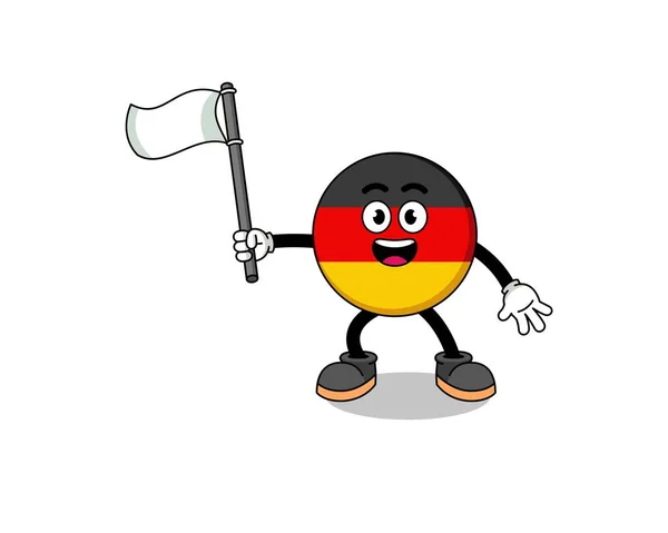 手持白旗的德国国旗图解 人物设计 — 图库矢量图片