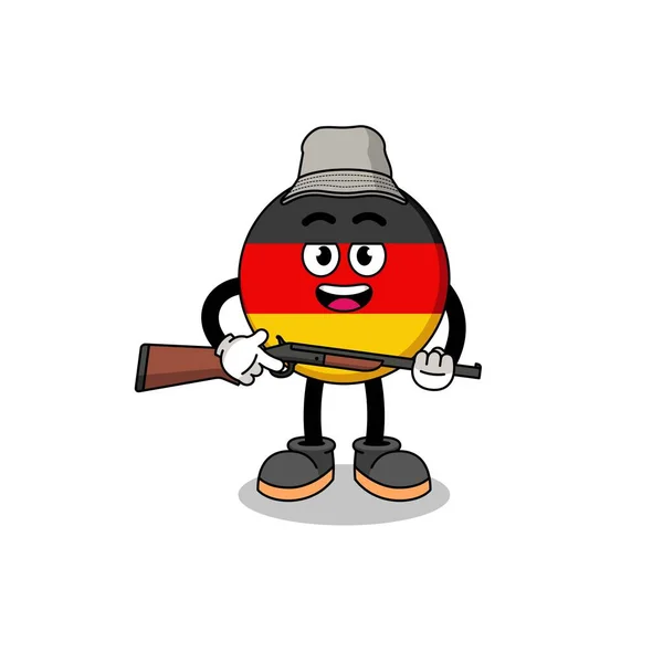 Dibujos Animados Ilustración Cazador Bandera Alemania Diseño Personajes — Archivo Imágenes Vectoriales
