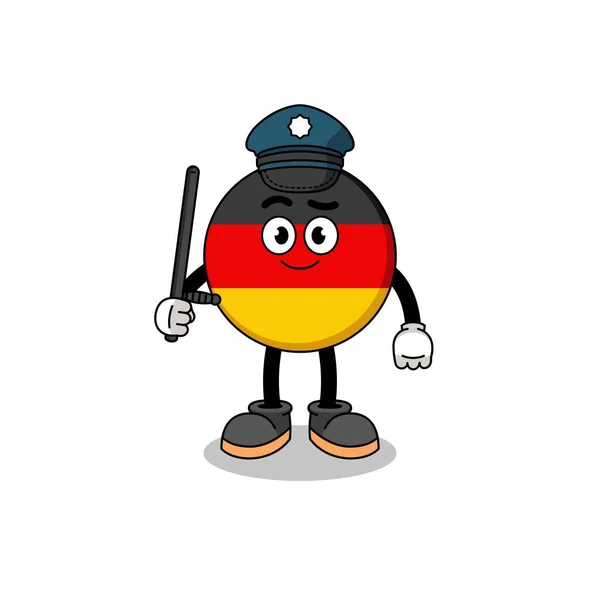 Illustrazione Del Fumetto Della Polizia Bandiera Tedesca Design Del Personaggio — Vettoriale Stock