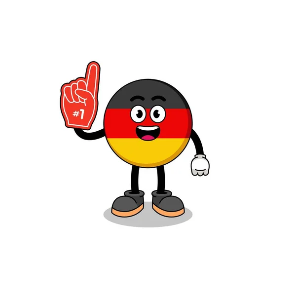 Cartoon Maskottchen Der Deutschen Flagge Nummer Fans Charakterdesign — Stockvektor