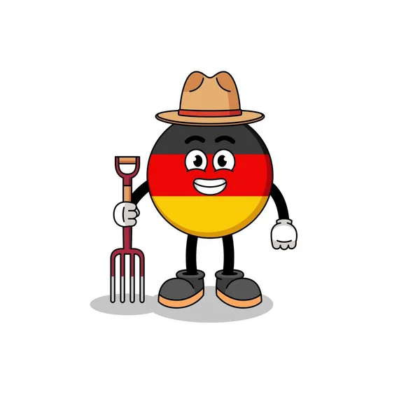 Dibujos Animados Mascota Del Agricultor Bandera Alemania Diseño Personajes — Archivo Imágenes Vectoriales