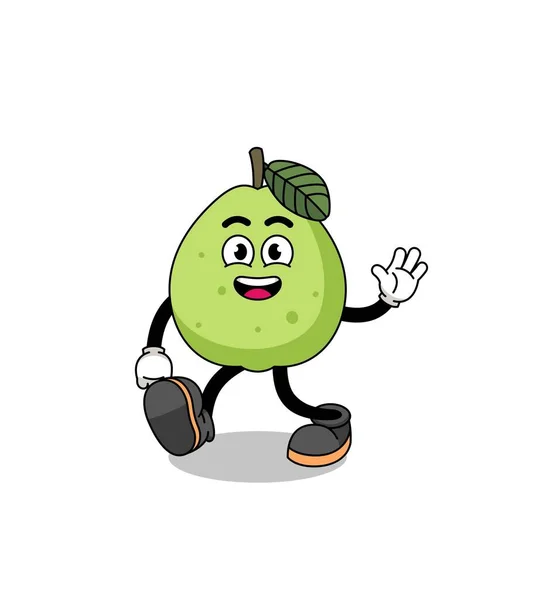 Guava Cartoon Walking Character Design — Stock Vector